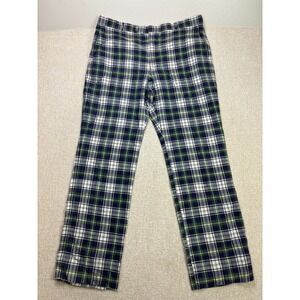 Corbin Ltd Natural Shoulder Trousers Men 36 Green Blue Plaid Vintage Made in USA